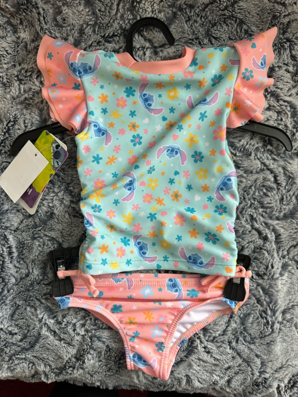 NWTS Disney Stitch Two-Piece Tankini Set - Pink, Aqua  Sz 12 months - Picture 4 of 7